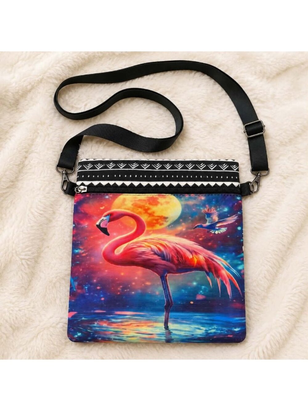 Colorful Flamingo Sunset Crossbody Phone Bag